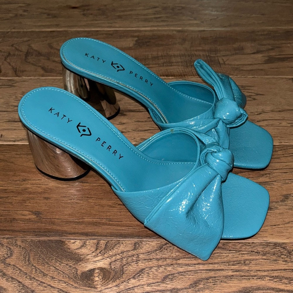 $10 SALE Katy Perry Collections Blue Mules with Knotted Detail